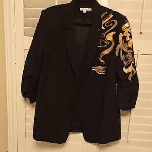 Chicos Black Blazer with Gold Embellishments